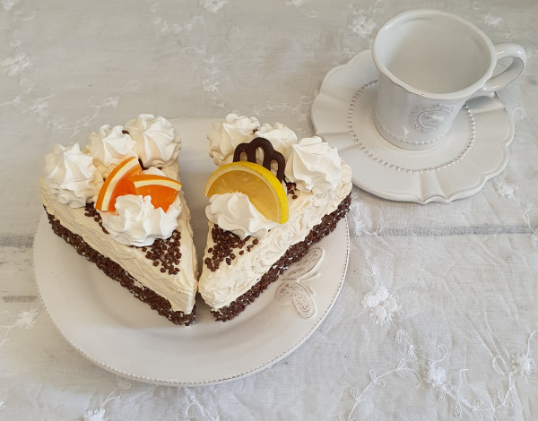 DEKO Tortenstücke 2 Stück Cup Cake Torte Orange Zitrone Landhaus