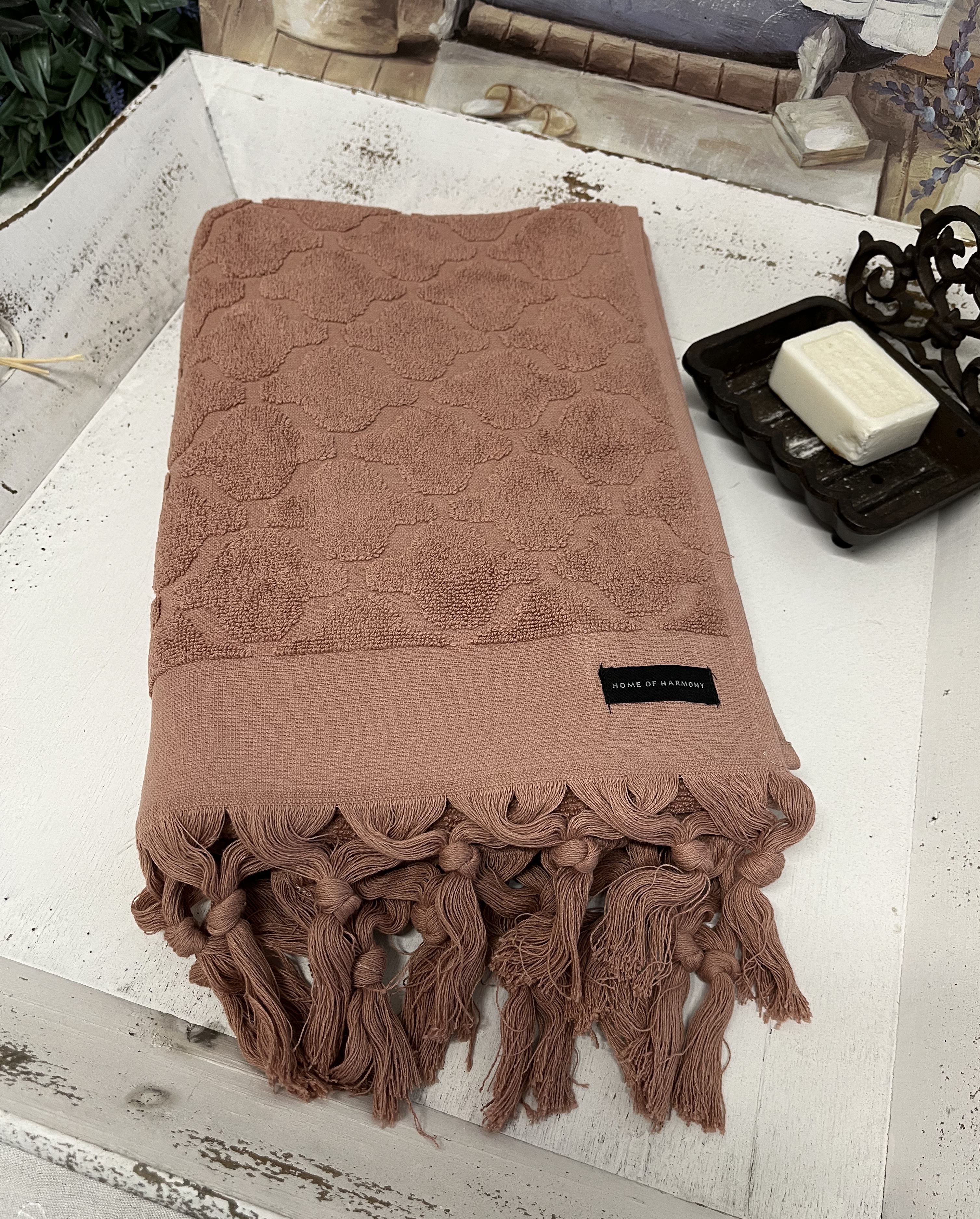 Handtuch Zauberhafter Handtuch | Größen alle Rosa | - cm Bad Handtücher Frottee Landhausstil DINA | 50x70 Dunkel Fransen