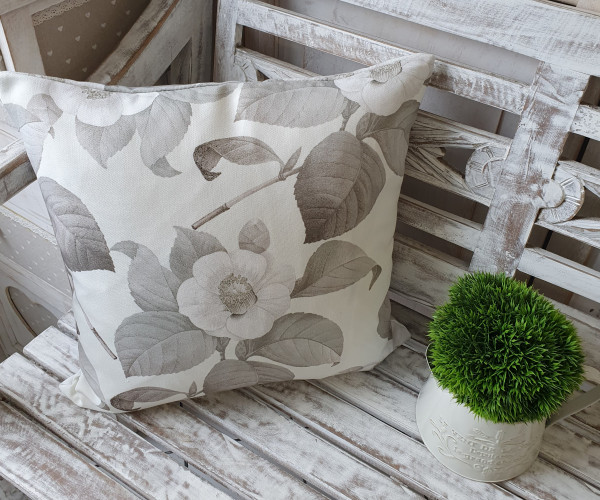 Kissenbezug SELMA Offwhite Blumen 45x45 cm Polyester Landhaus