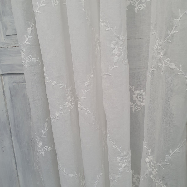 Duschvorhang Offwhite CHIARA Bestickt 200x200 cm Shabby Vintage Landhaus Shabby Vintage