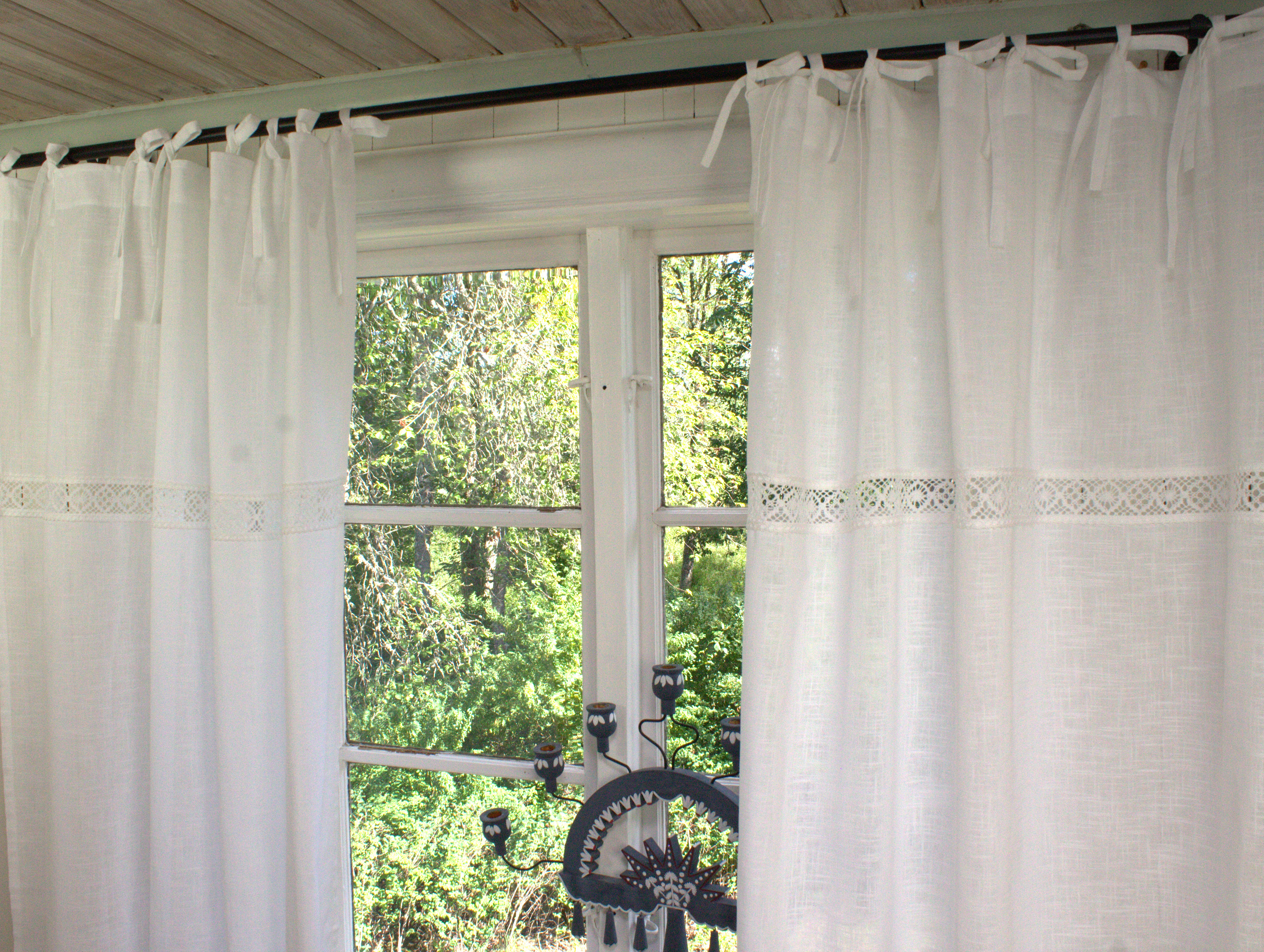 Vorhänge WHITE cm Vorhang Zauberhafter Gardinen & Gardine | | Gardinenschals 2 LINA Stück Häkelspitze | Landhausstil Weiß 120x240