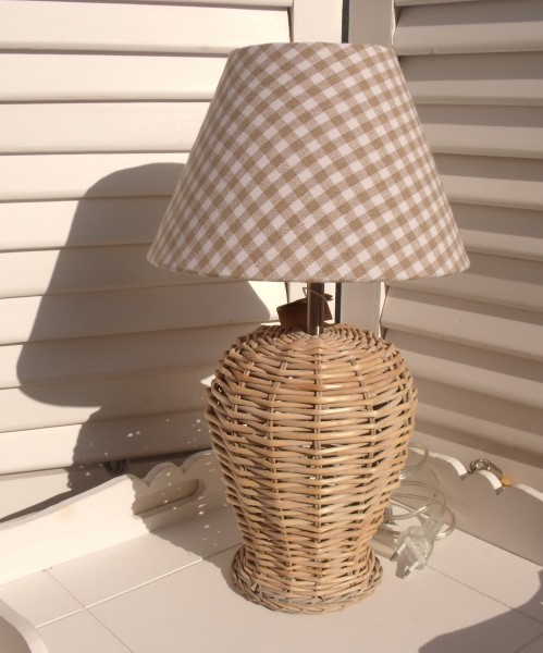 Tischleuchte Rattan KORB Designer Lampe Natur Gewischt E27