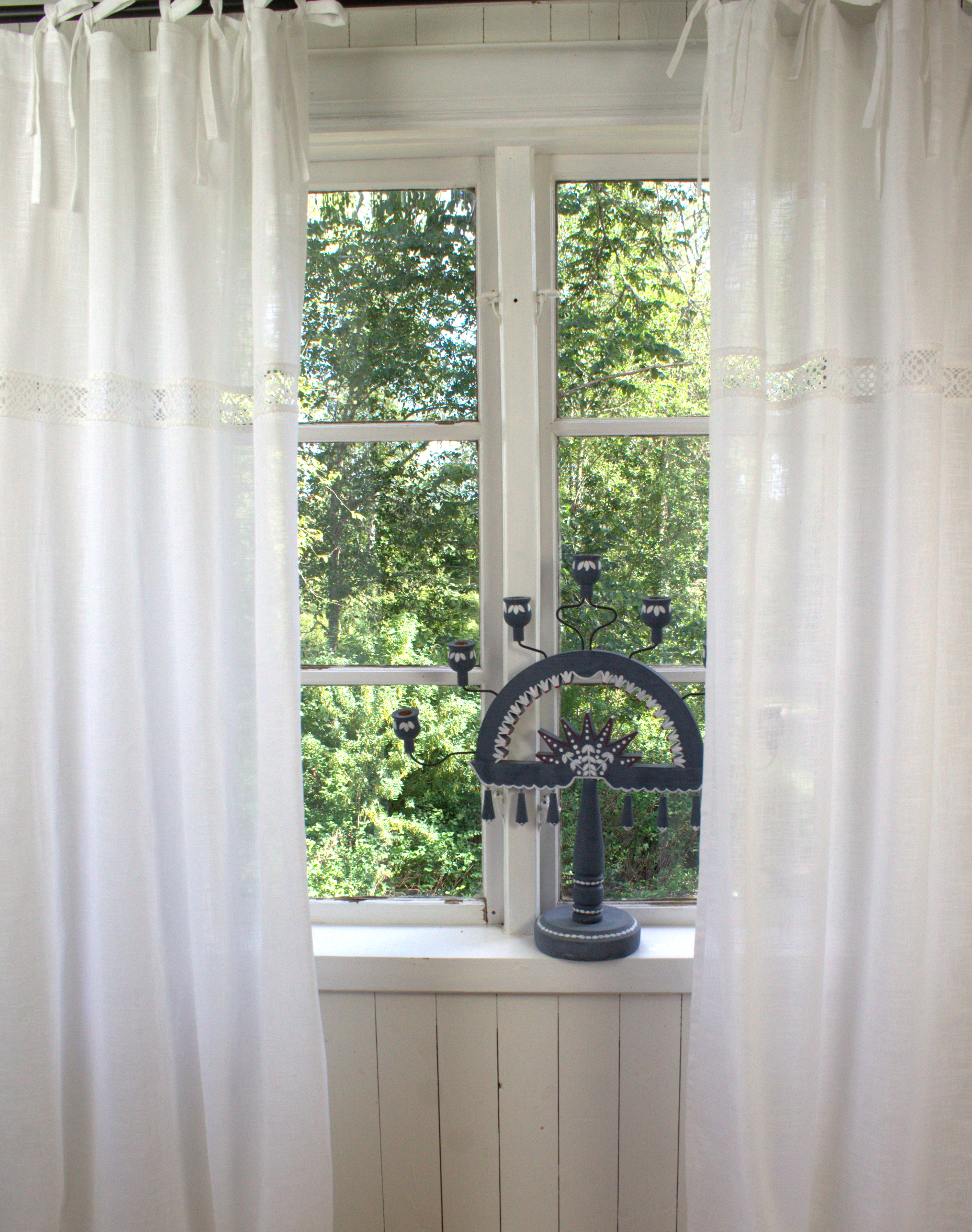Vorhang LINA WHITE Gardine Stück Gardinen 120x240 Vorhänge & | Zauberhafter cm Weiß 2 | Gardinenschals Häkelspitze Landhausstil 