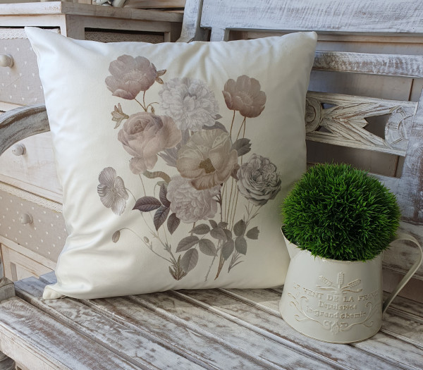 Kissenbezug ALICIA Offwhite Blumen Floral 45x45 cm Polyester Landhaus