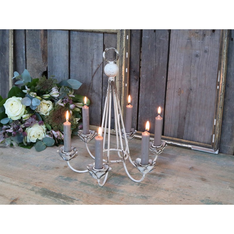 Lüster Kerzen Leuchter 6 | Halter Kronleuchter Dekoration für Kerzen | Zauberhafter Landhausstil & Teelichthalter | Kerzenständer